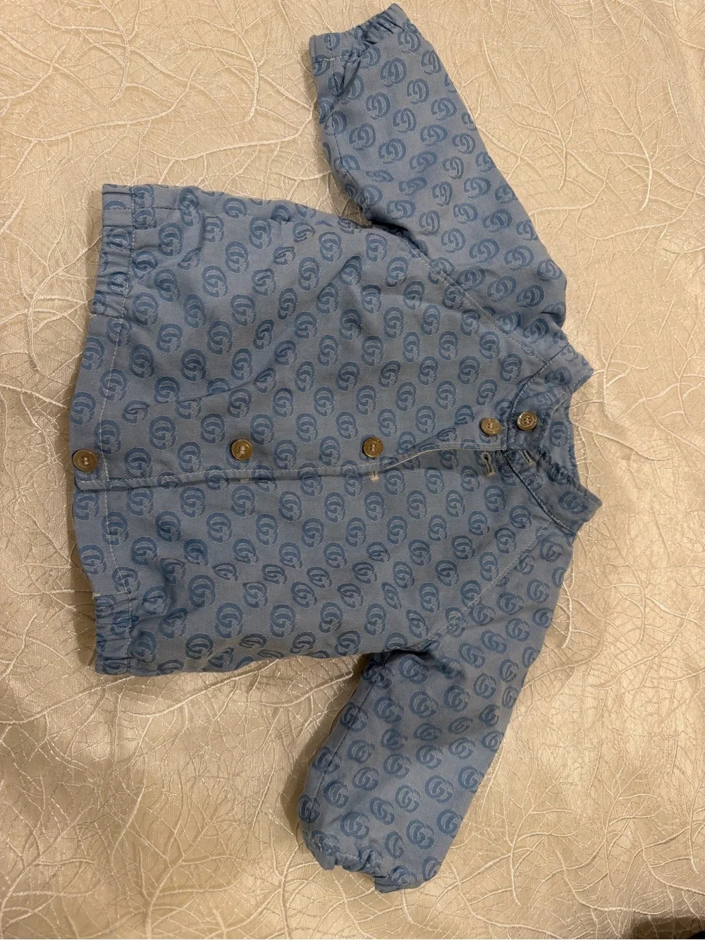 Gucci Baby GG Monogram Blue Jacket Coat 3-6M Made in Italy Authentic